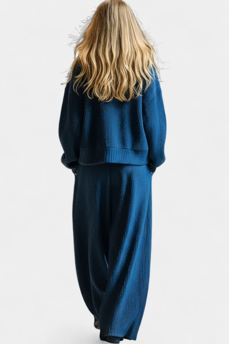 Magali Knit Cardigan and Wide-Leg Pants Set