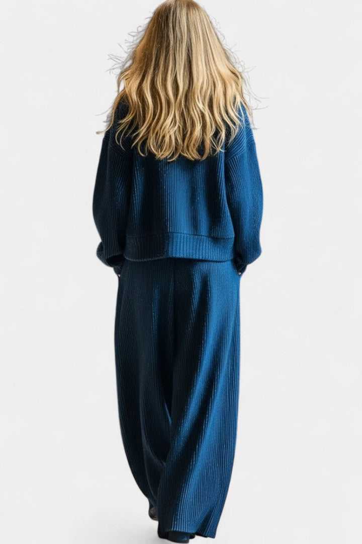 Magali Knit Cardigan and Wide-Leg Pants Set