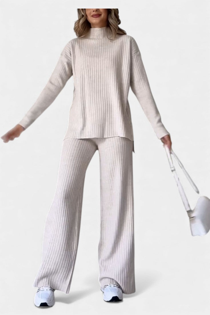 Florisse Chic Casual Knit Set with Side Slits