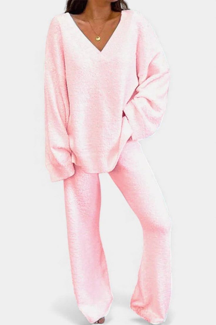 Siléale V-Neck Two-Piece Comfort Ensemble for Everyday Wear