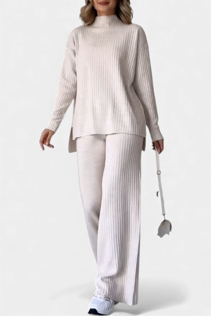 Florisse Chic Casual Knit Ensemble with Side Slit