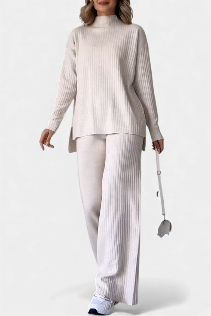 Florisse Chic Casual Knit Ensemble with Side Slit
