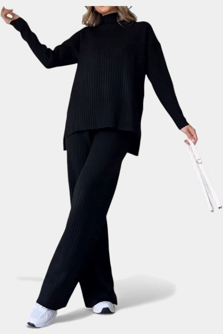 Florisse Chic Casual Knit Set with Side Slits