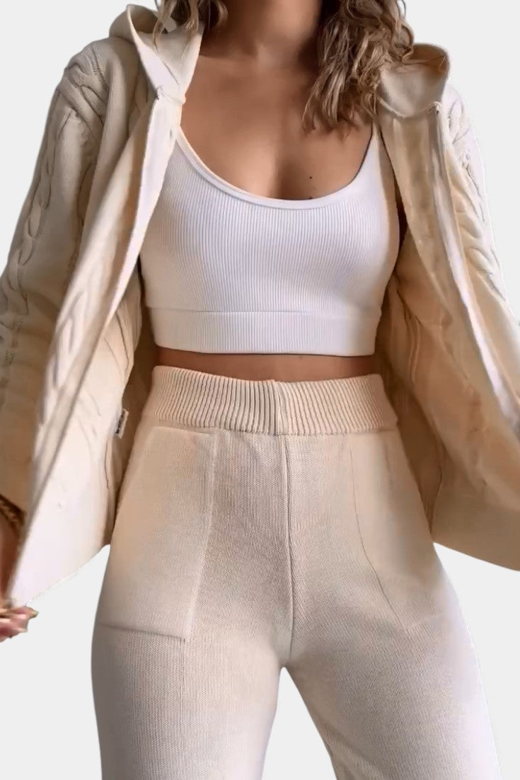 Perdita Casual Cardigan & Twisted Jacquard Sweater Set
