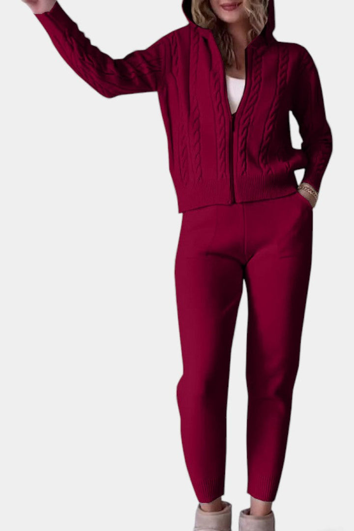 Perdita Casual Cardigan & Twisted Jacquard Sweater Set
