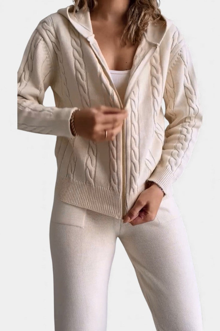 Perdita Casual Cardigan & Twisted Jacquard Sweater Set