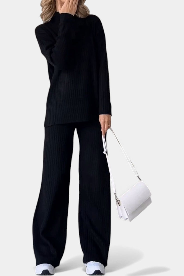 Florisse Chic Casual Knit Ensemble with Side Slit
