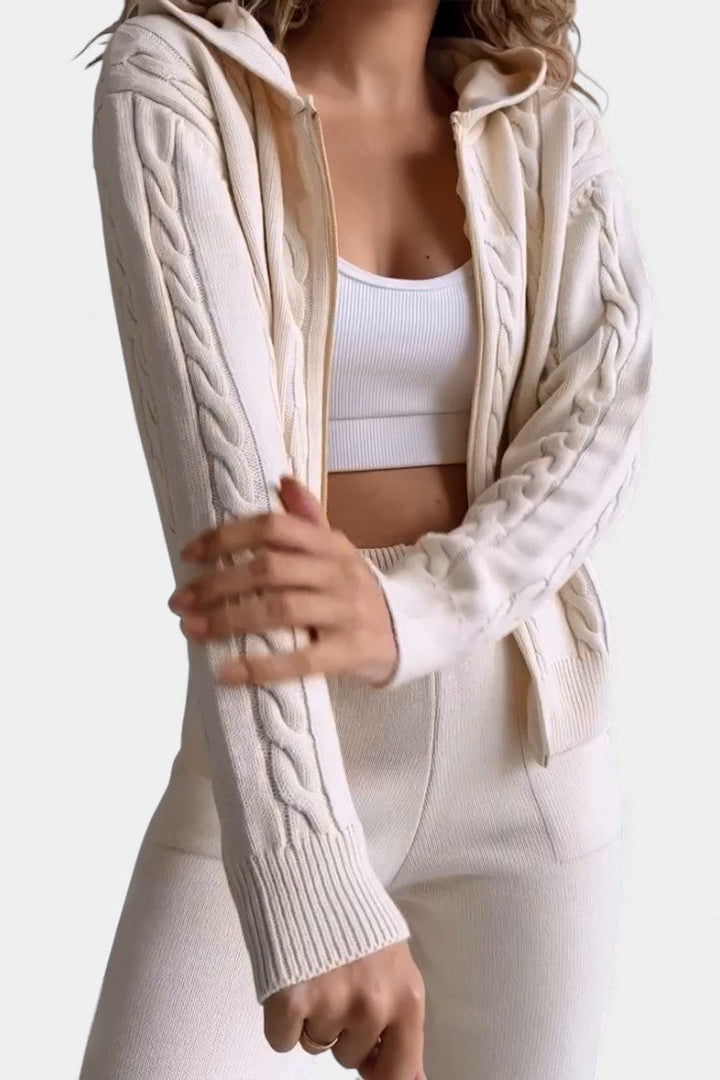 Perdita Casual Cardigan & Twisted Jacquard Sweater Set