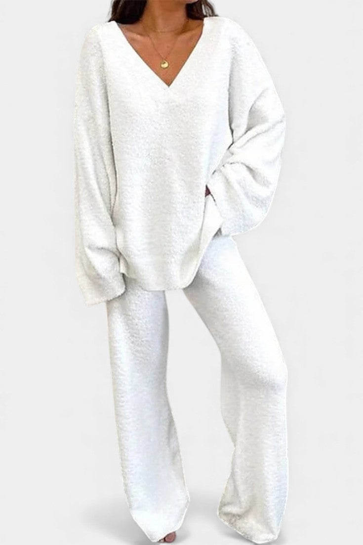 Siléale V-Neck Two-Piece Comfort Ensemble for Everyday Wear