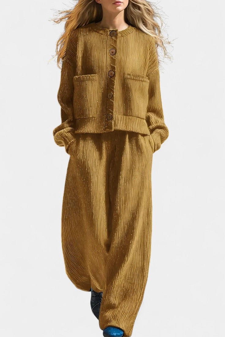 Magali Knit Cardigan and Wide-Leg Pants Set