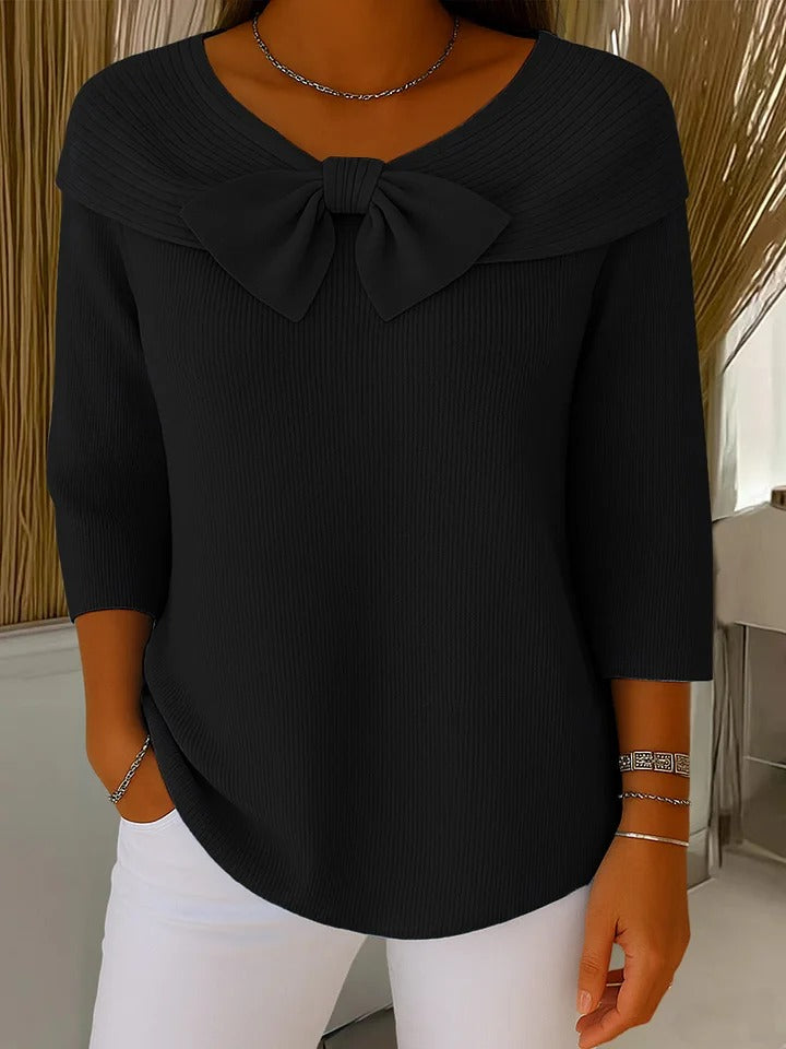 Serenna – Women's Round Neck Sweater with Bow Detail