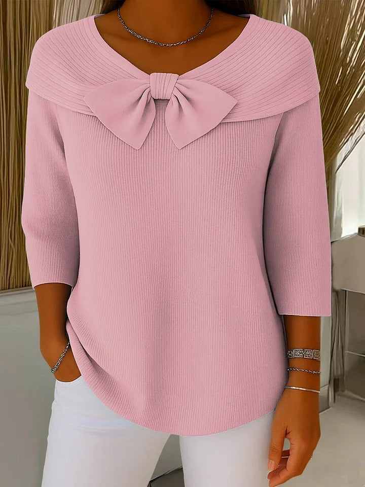 Serenna – Women's Round Neck Sweater with Bow Detail