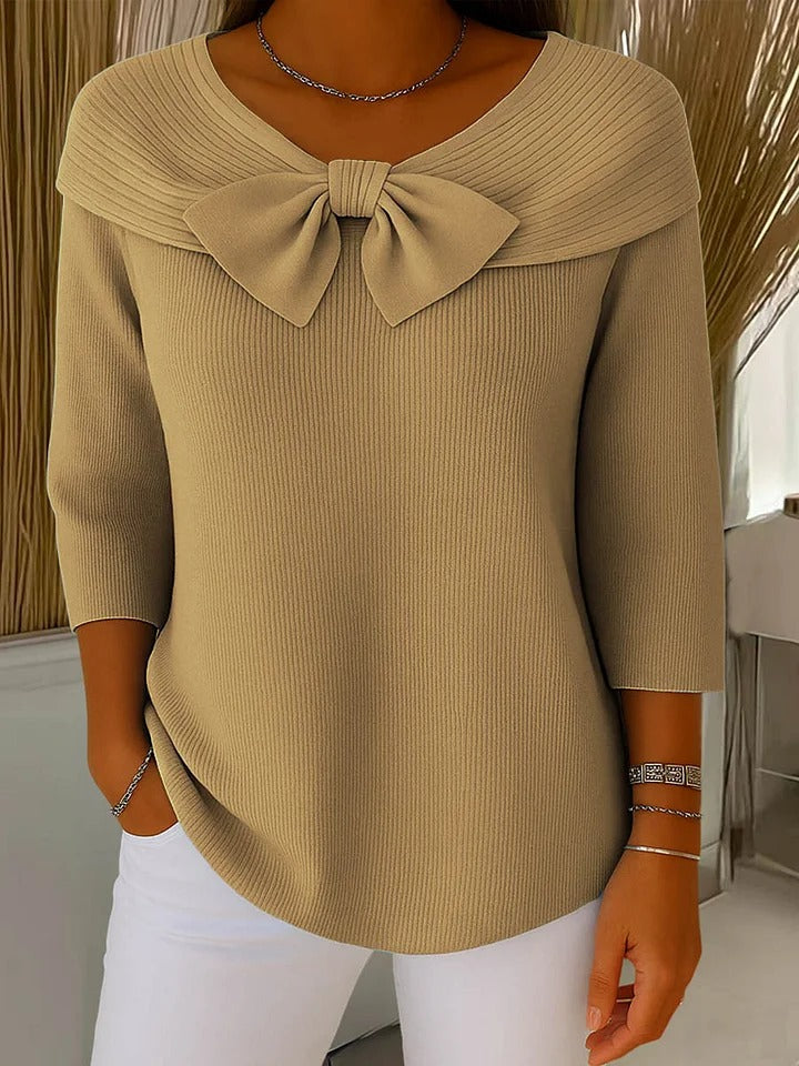 Serenna – Women's Round Neck Sweater with Bow Detail
