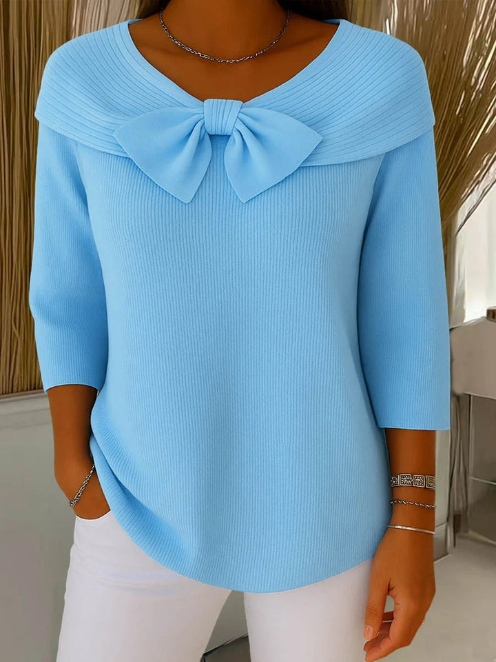 Serenna – Women's Round Neck Sweater with Bow Detail
