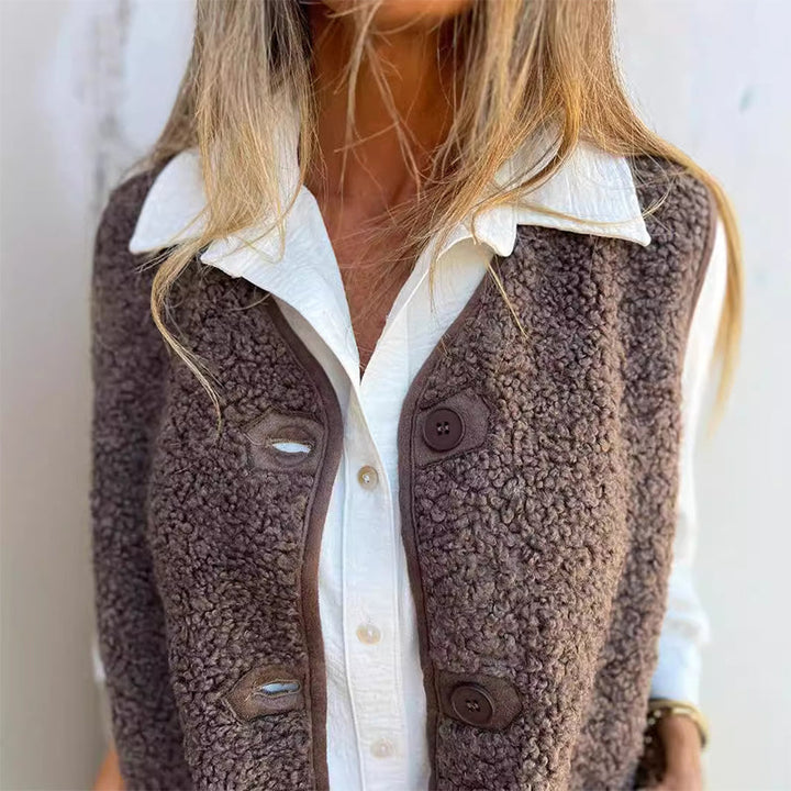 Autumn Women's Cozy Button-Up Short Vest
