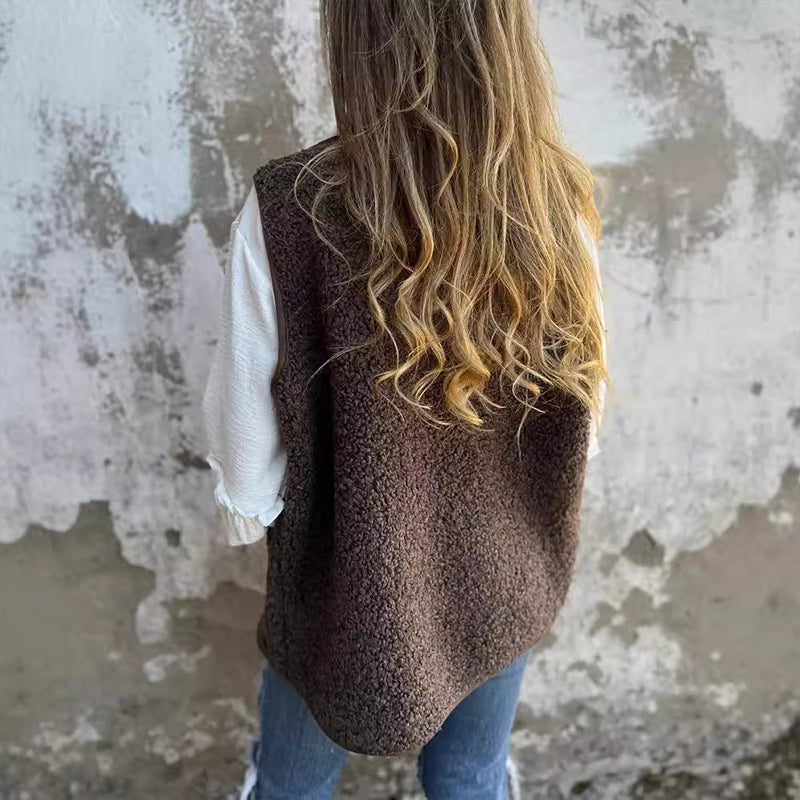 Autumn Women's Cozy Button-Up Short Vest