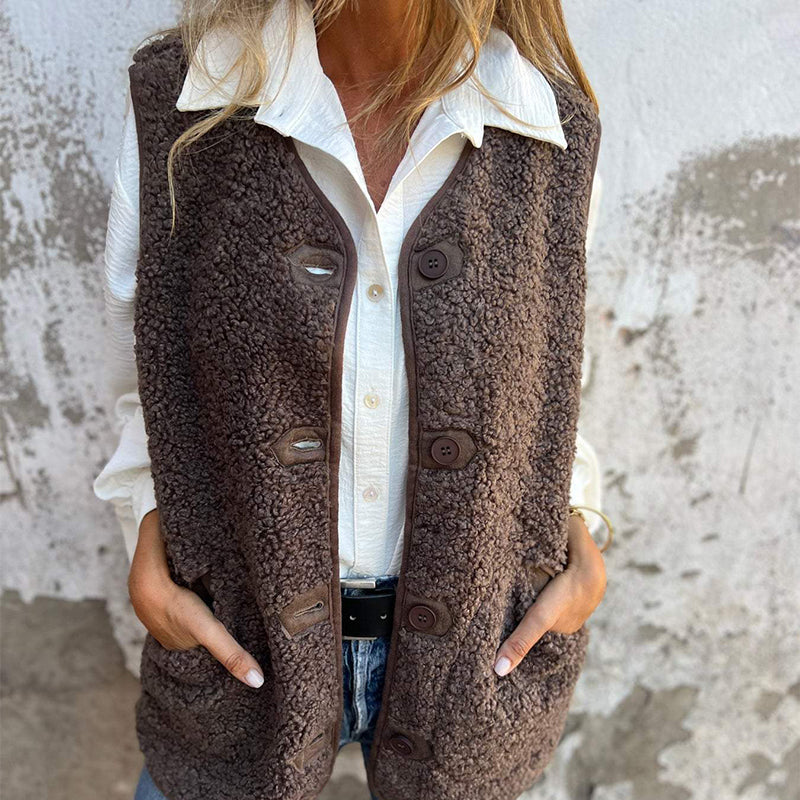 Autumn Women's Cozy Button-Up Short Vest