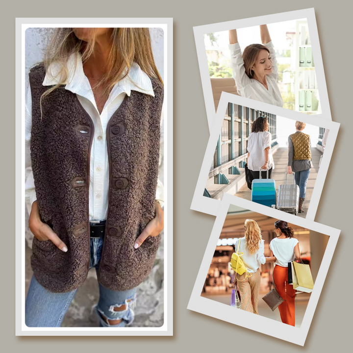 Autumn Women's Cozy Button-Up Short Vest