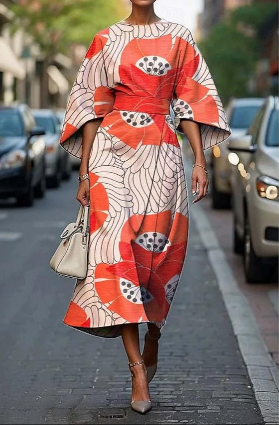 Angelica | Midi Dress with Floral Charm